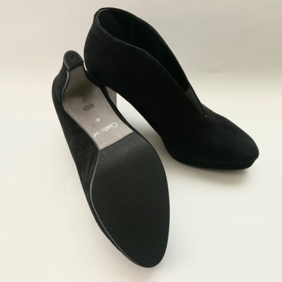 Gabor Amien Black Suede Heeled Booties Leather Slip On Ankle Boots Pumps 8.5 - Picture 8 of 12